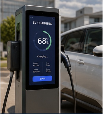 High brightness touchscreen display for EV charging station applications