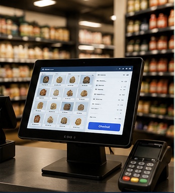 POS touchscreen system for retail checkout and smart payment applications